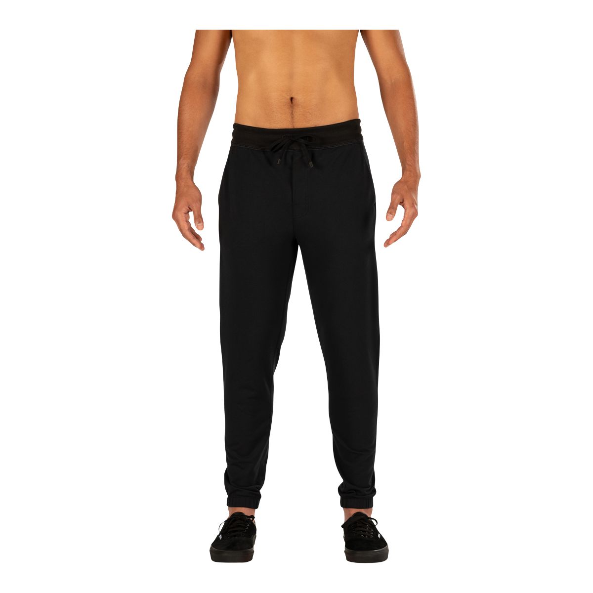 Saxx Men's Down Time Mid Weight Knit Moisture Wicking Lounge Pants with Drawstring - Black