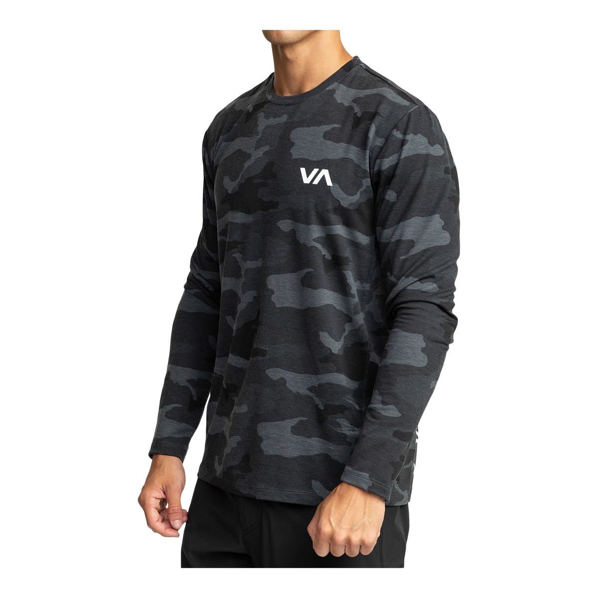 RVCA Sport Men's Sport Vent T Shirt, Long Sleeve, Crew Neck, Cotton, Athletic