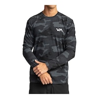 RVCA Sport Men's Sport Vent T Shirt, Long Sleeve, Crew Neck, Cotton, Athletic Front_Flat