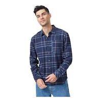tentree Men's Heavyweight Flannel Shacket Front_Flat