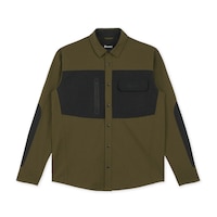 Hooke Men's Field Shirt - Dark Olive/Black Front_Flat