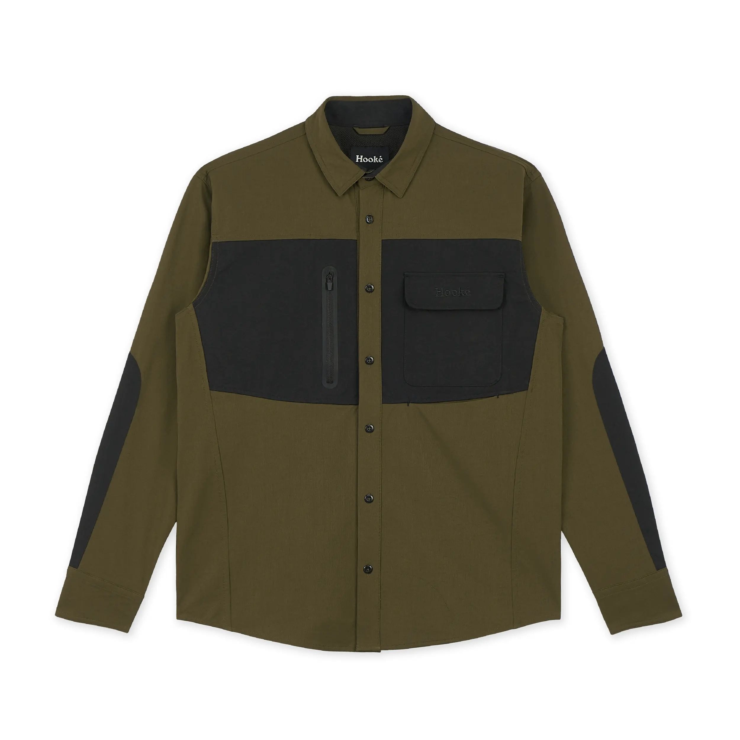 Hooke Men's Field Shirt - Dark Olive/Black