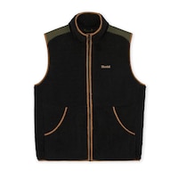 Hooke Men's Prairies Pile Fleece Vest - Black/Olive Front_Flat