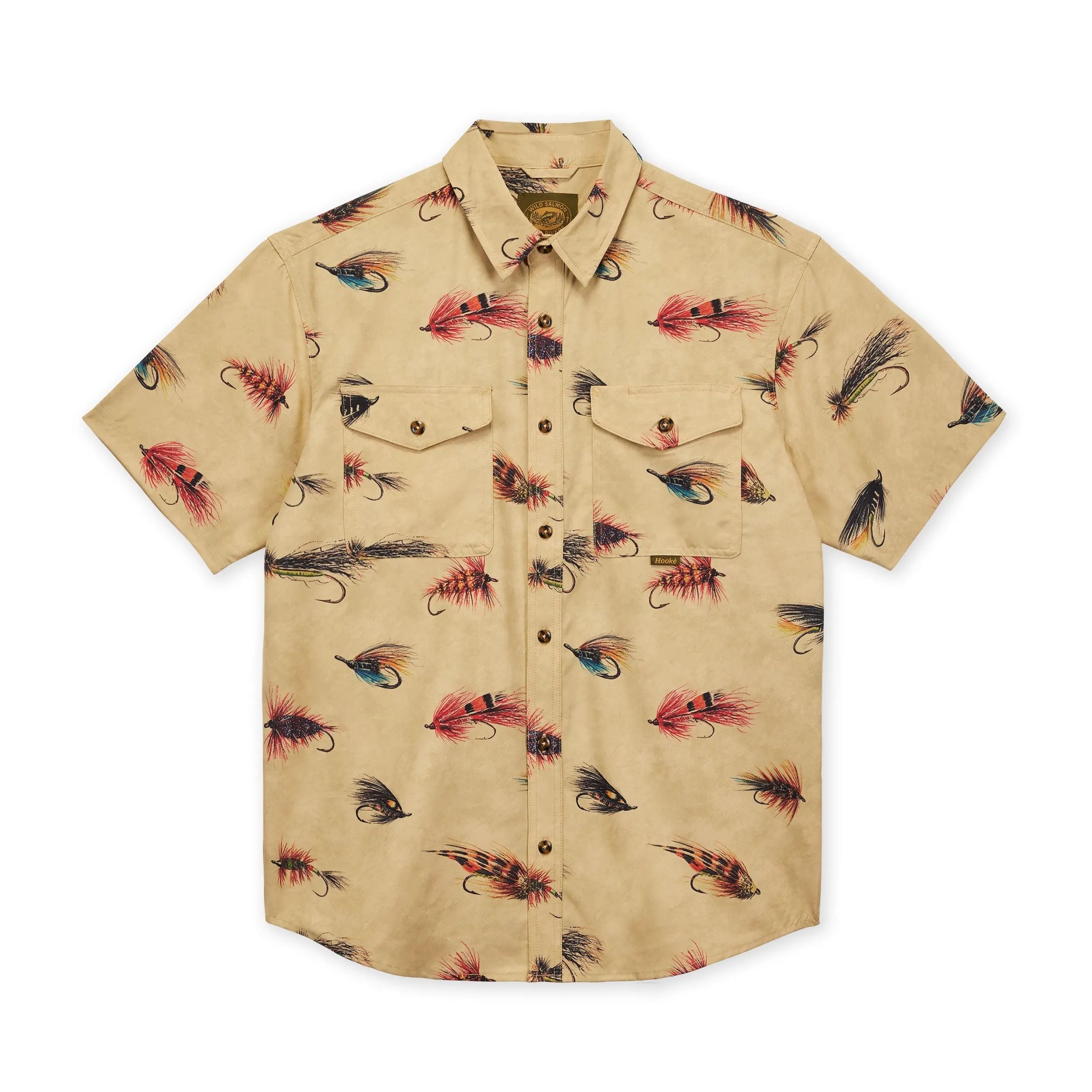 Hooke Men's Atlantic Salmon Flies Shirt - Oatmeal
