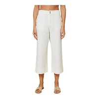 Oneill Women's Anson White Wide-Leg Cropped Pants Front_Flat