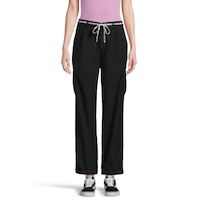 Vans Women's Shoe Lace Cargo Pants, Casual, Mid Rise, Wide Leg Front_Flat