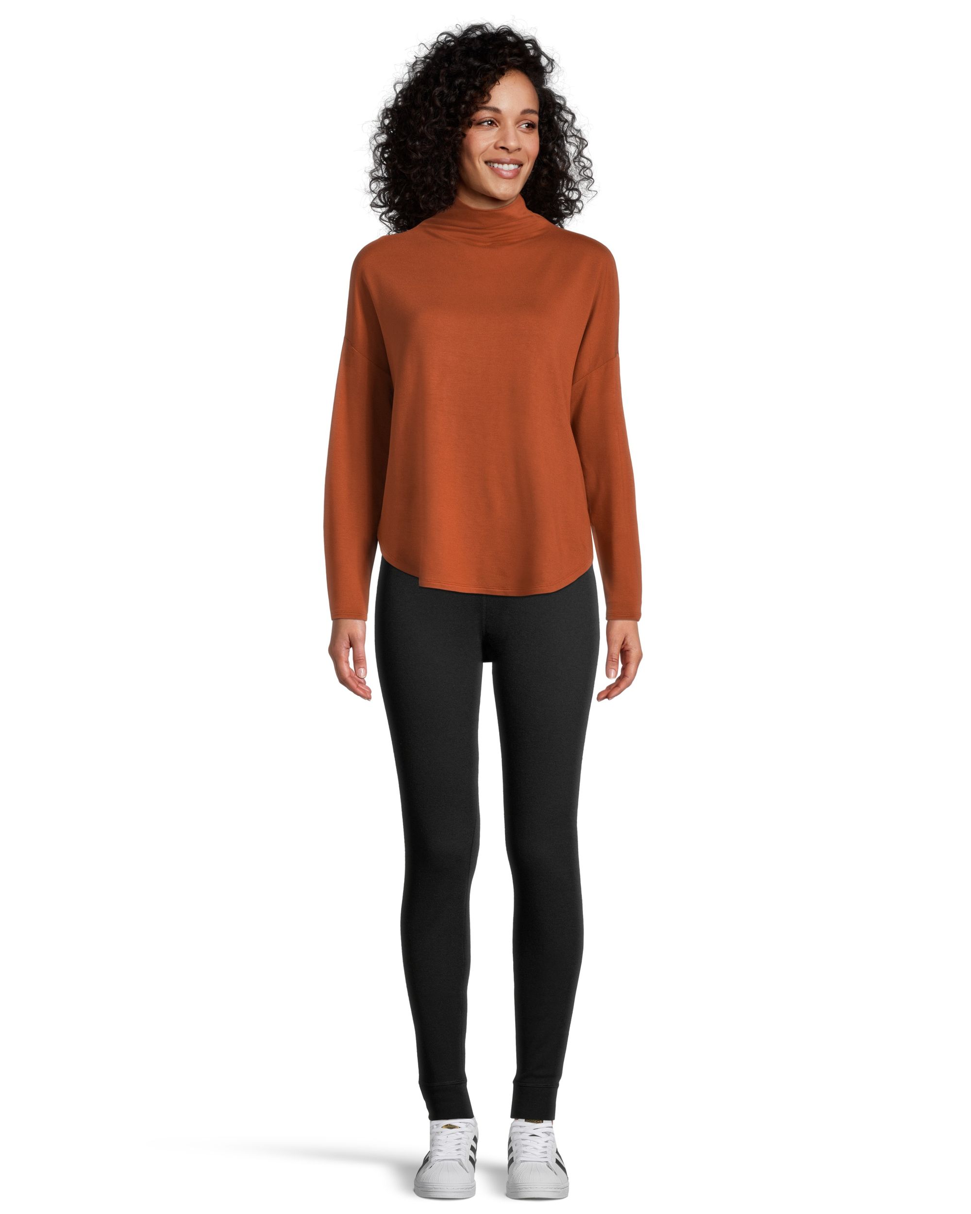 Ripzone Women's Rylee Long Sleeve Mock Neck Casual Shirt, Plus Size