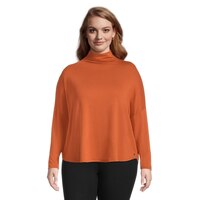 Ripzone Women's Rylee Long Sleeve Mock Neck Casual Shirt, Plus Size Front_Flat