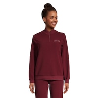 Calvin Klein Women's Quarter Zip Fleece Sweater and Jogger Pants Set Front_Flat