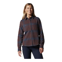Mountain Hardwear Women's Plusher Long Sleeve Button Up Organic Cotton Plaid Shirt Front_Flat