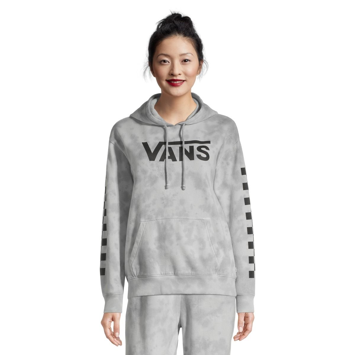 Vans Women's Bleach Wash Boyfriend Pullover Sweatshirt Hoodie, Cotton Blend, Oversized