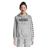 Vans Women's Bleach Wash Boyfriend Pullover Sweatshirt Hoodie, Cotton Blend, Oversized Front_Flat