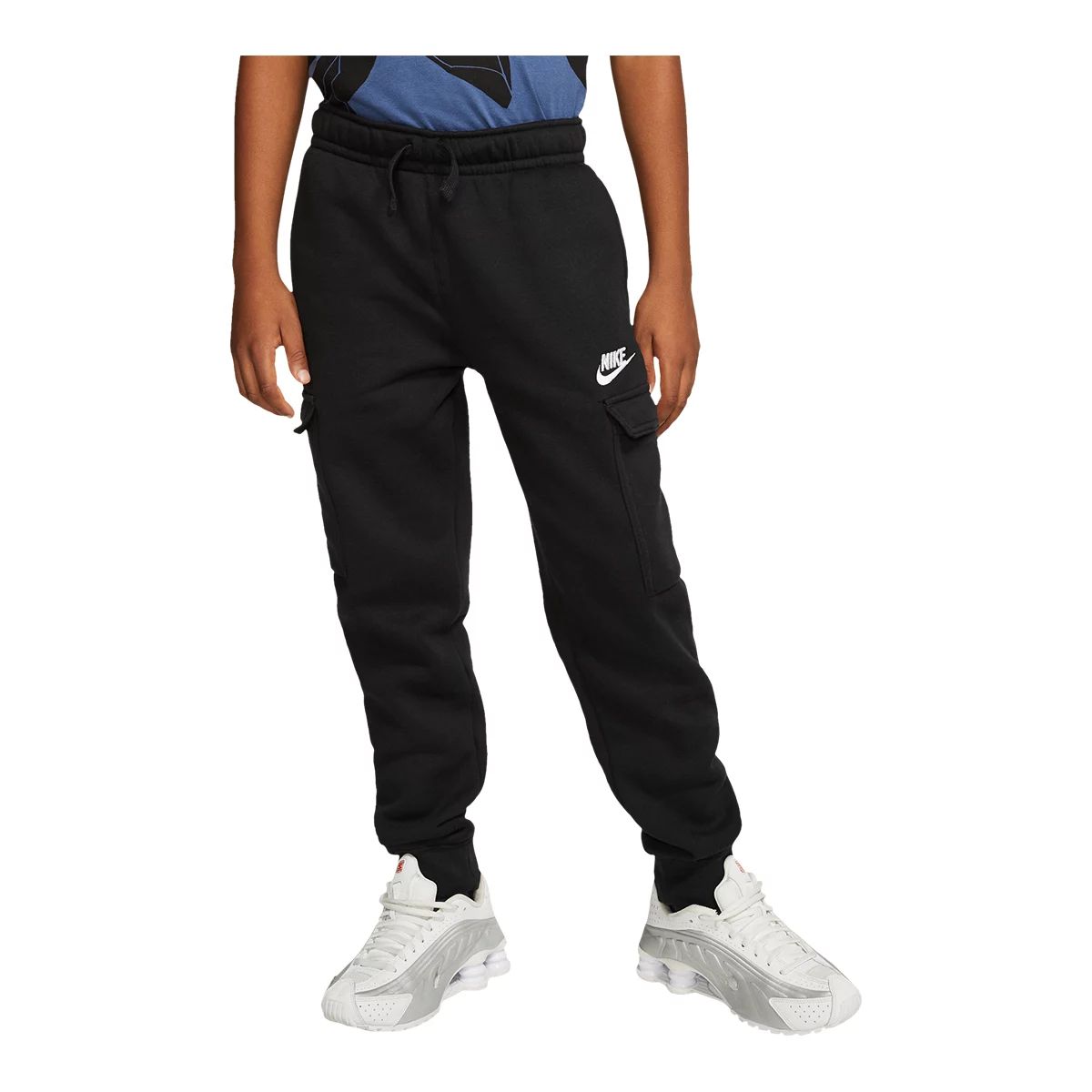 Nike Boys’ Sportswear Club Cargo Sweatpants  Kids' Fleece Tapered Athletic