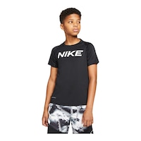 Nike Pro Boys' Fitted T Shirt, Kids, Crewneck, Mesh Front_Flat