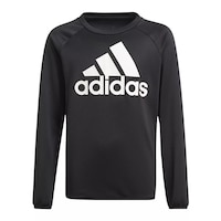 adidas Boys' Brand Love Sweatshirt, Kids, Crewneck, Quick Dry Front_Flat