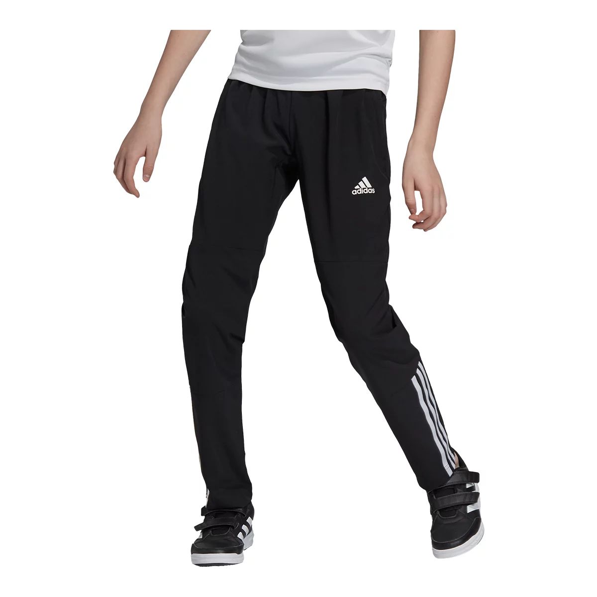 adidas Boys' Woven Tapered Track Pants, Kids', Polyester, Athletic, Sports