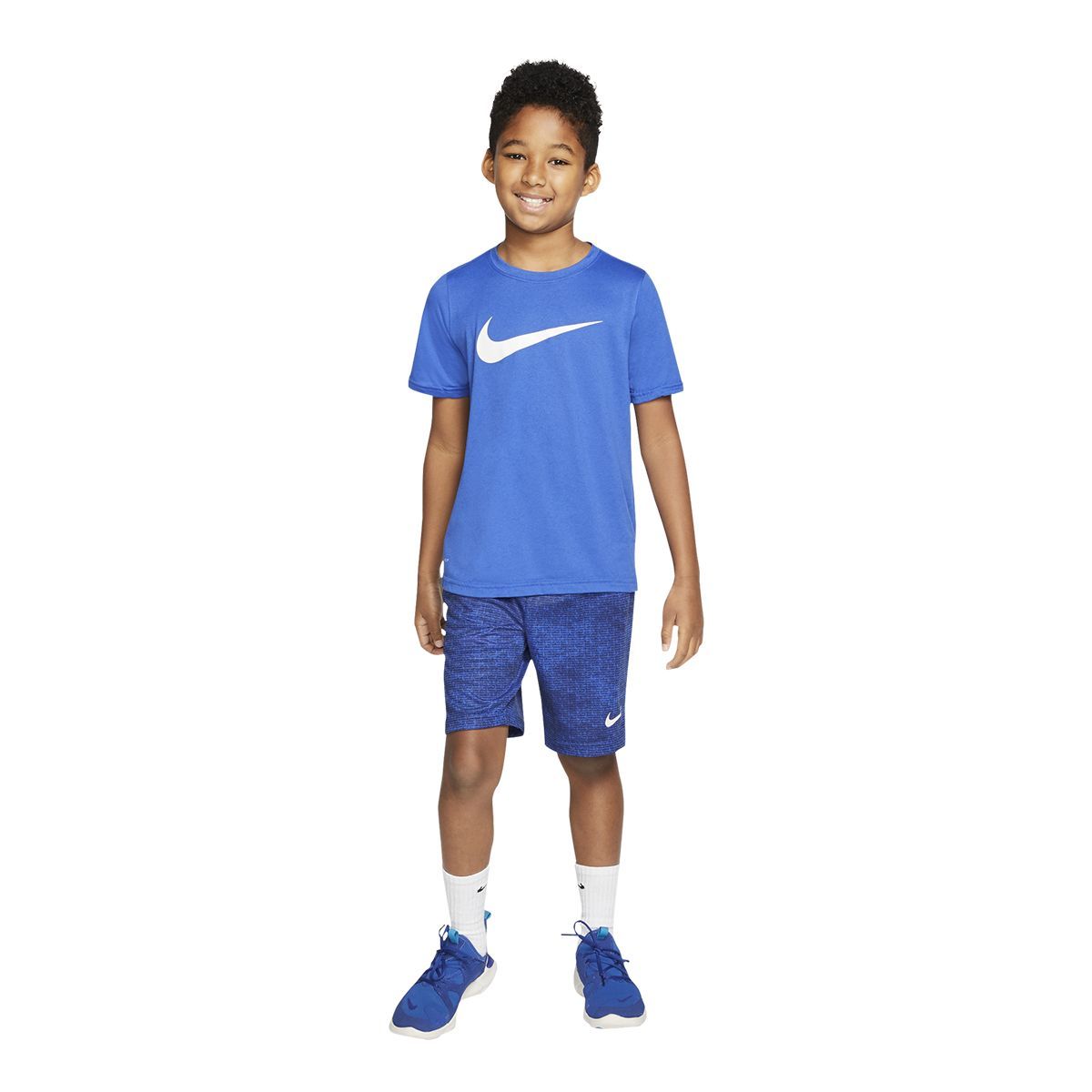 Nike Boys' Dri-FIT Legend Swoosh T Shirt, Kids, Crewneck, Quick Dry, Graphic