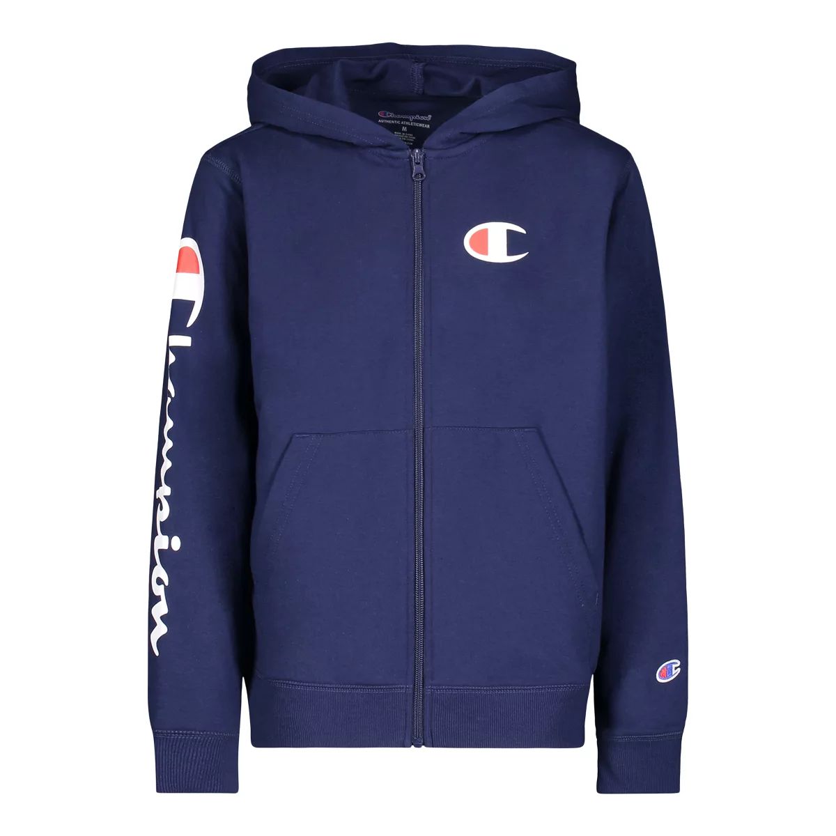 Champion Boys' Classic Script Sleeve Full Zip Hoodie