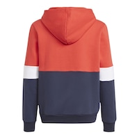 adidas Boys' Colorblock Badge of Sport Hoodie, Kids', Pullover, Fleece, Kangaroo Pocket Back_Flat