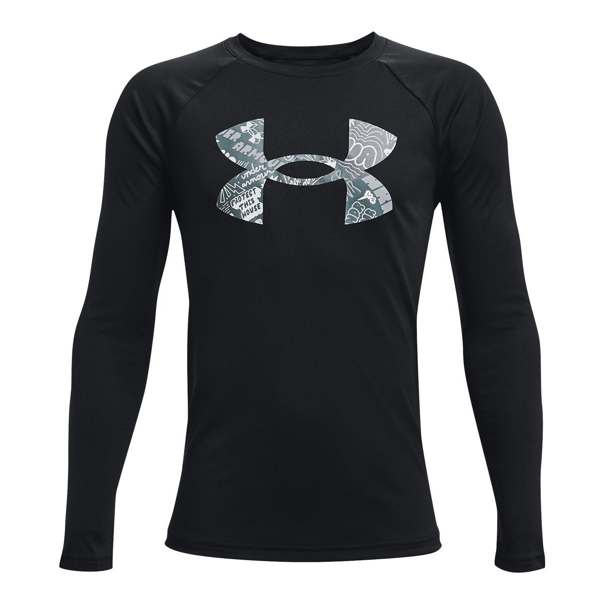 Under Armour Boys' Tech Logo Fill Long Sleeve Shirt, Kids, Crewneck, Quick Dry