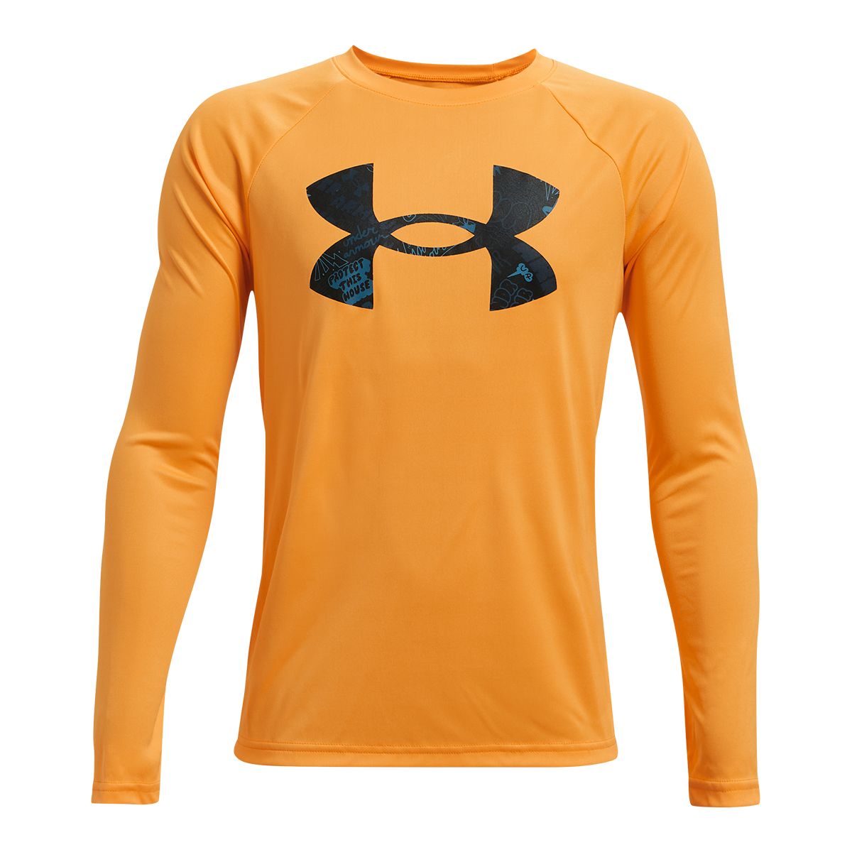 Under Armour Boys' Tech Logo Fill Long Sleeve Shirt, Kids, Crewneck, Quick Dry