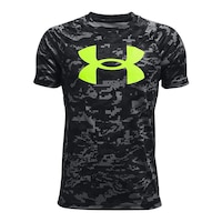 Under Armour Boys' Tech Big Logo Printed T Shirt, Kids, Crewneck, Quick Dry, Graphic Front_Flat