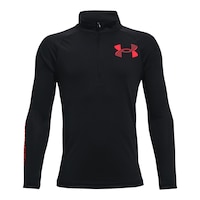 Under Armour Boys' Tech Big Logo 1/2 Zip Long Sleeve Shirt, Kids, Quick Dry Front_Flat