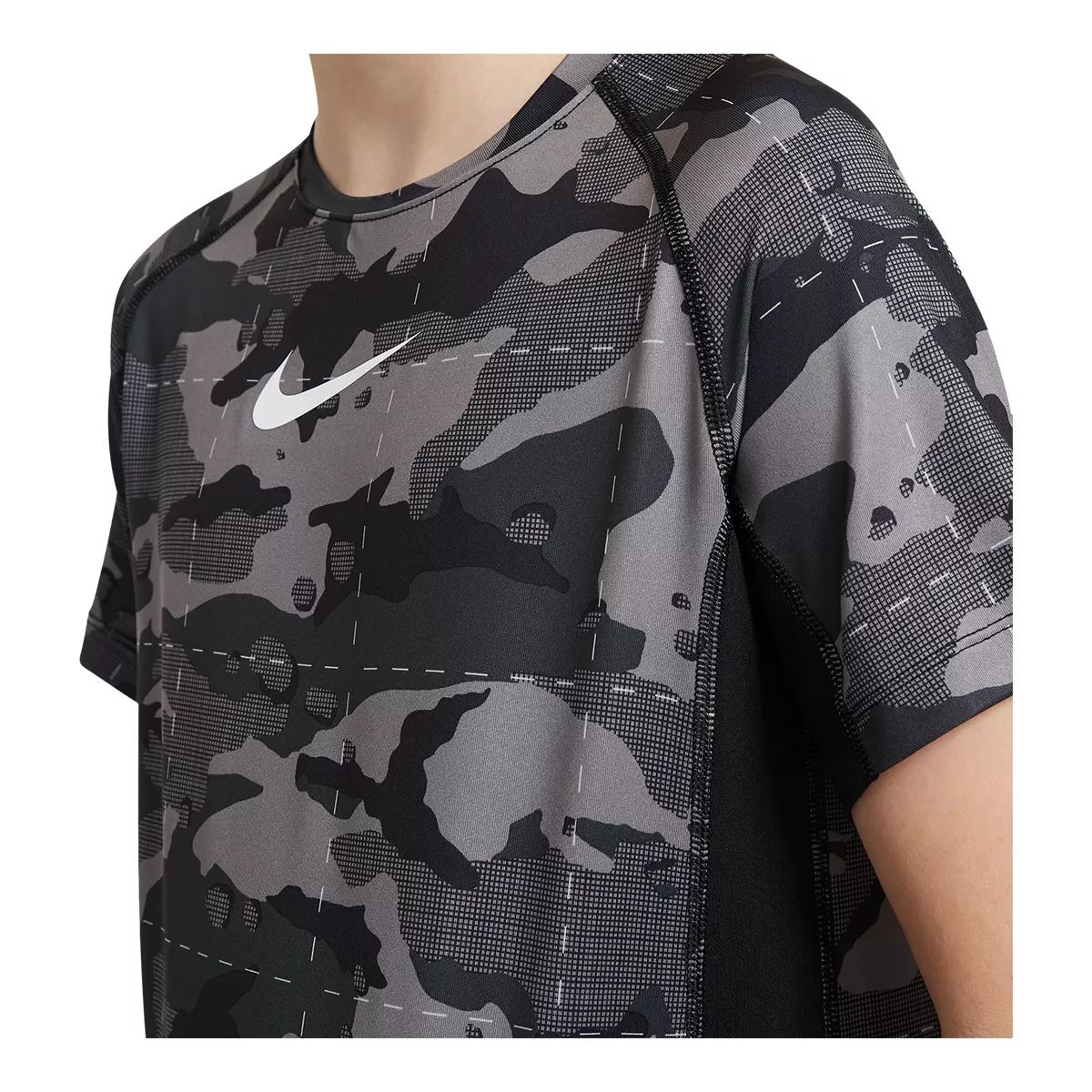 Nike Boys' Dri-FIT Fitted All Over Print T Shirt, Kids, Crewneck, Athletic