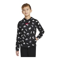 Nike Boys' Tech All Over Print Hoodie, Kids', Pullover, Fleece, Kangaroo Pocket Front_Angled_Left