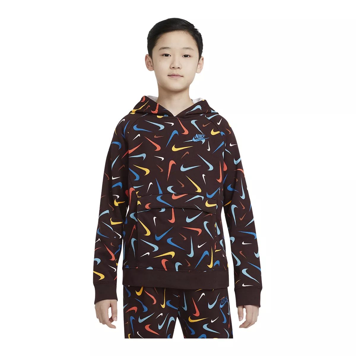 Nike Sportswear Boys' Club All Over Print Hoodie, Kids', Pullover, Fleece, Front Pocket