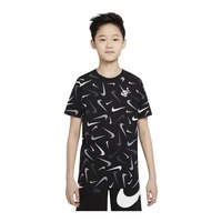 Nike Sportswear Boys' Swoosh All Over Print T Shirt, Kids', Crewneck, Cotton, Graphic Front_Flat