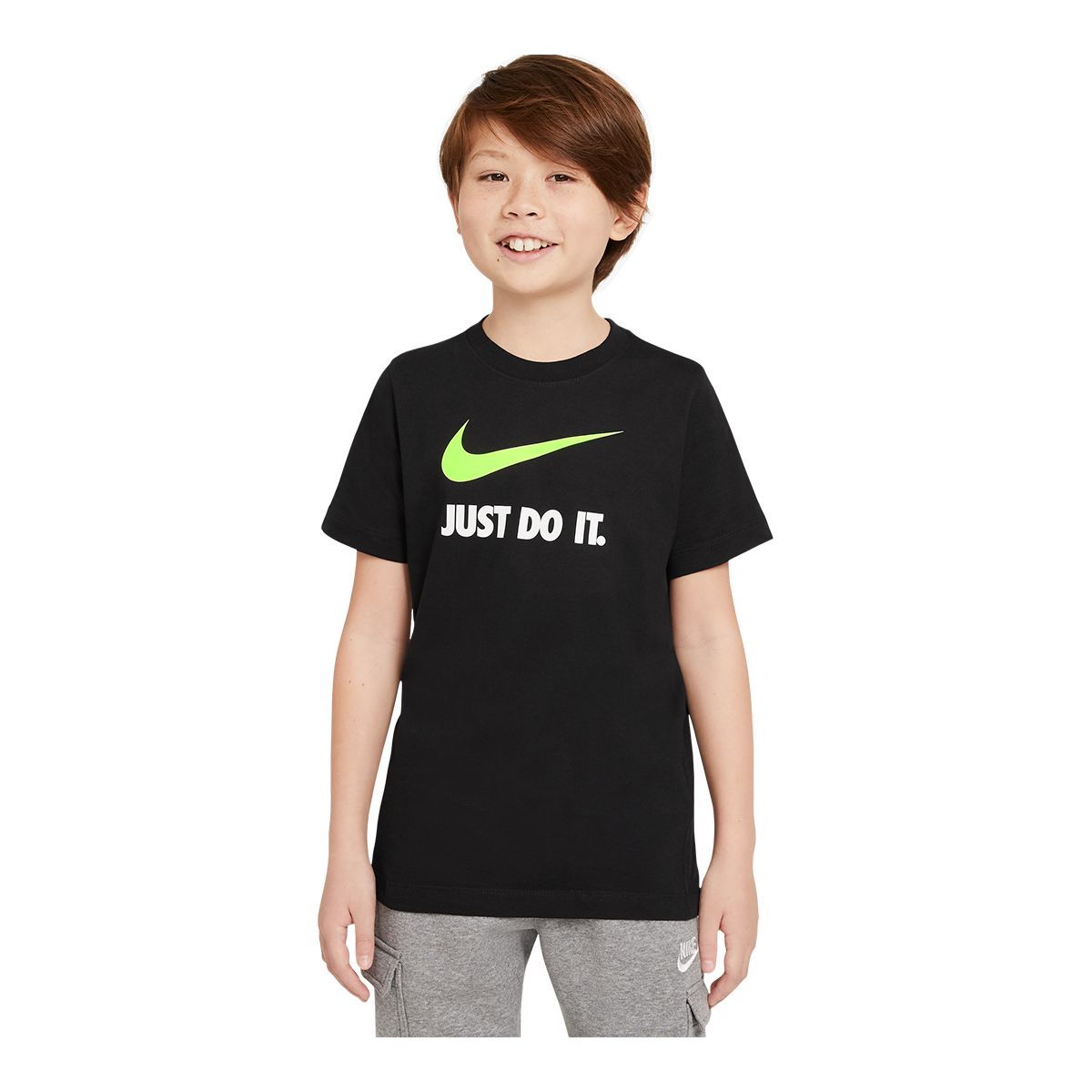 Nike Sportswear Boys' Just Do It T Shirt, Kids', Crewneck, Cotton ...