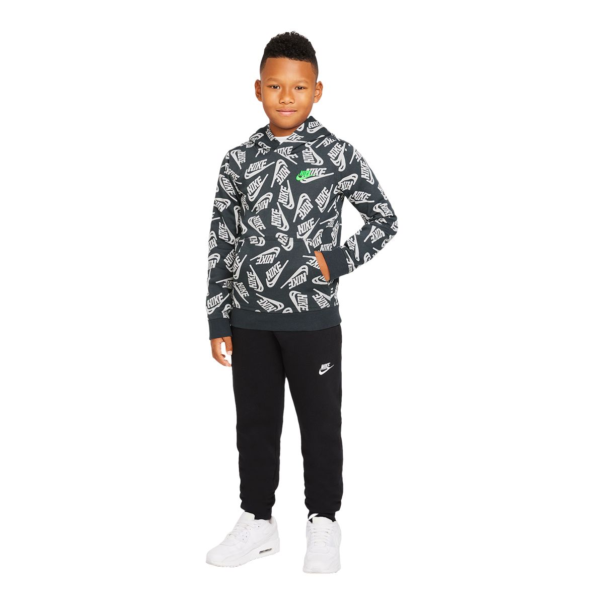 Nike Sportswear Boys' Futura All Over Print Hoodie, Kids', Pullover, Lightweight