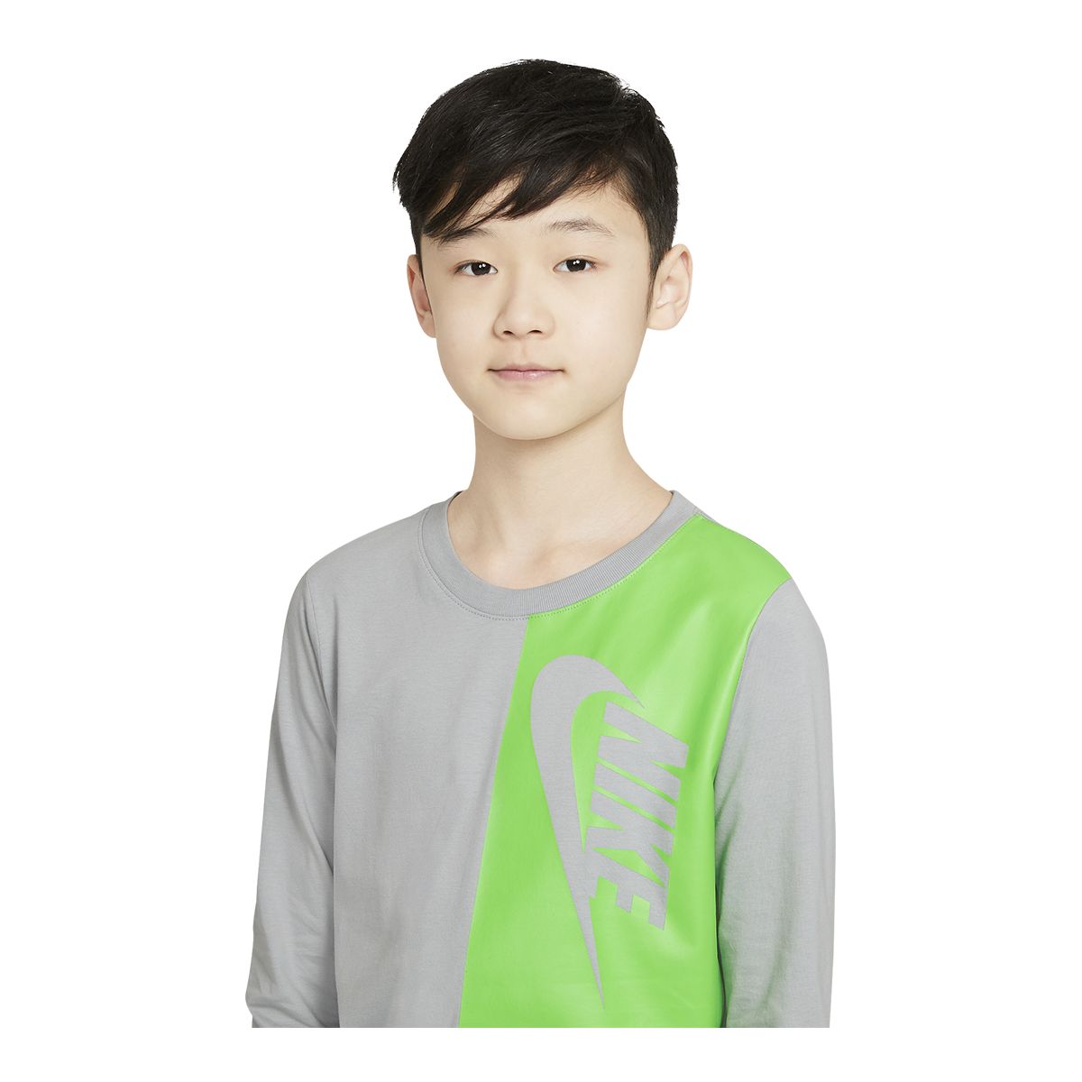 Nike Sportswear Boys' Amplify Long Sleeve Shirt, Kids', Crewneck, Cotton, Graphic