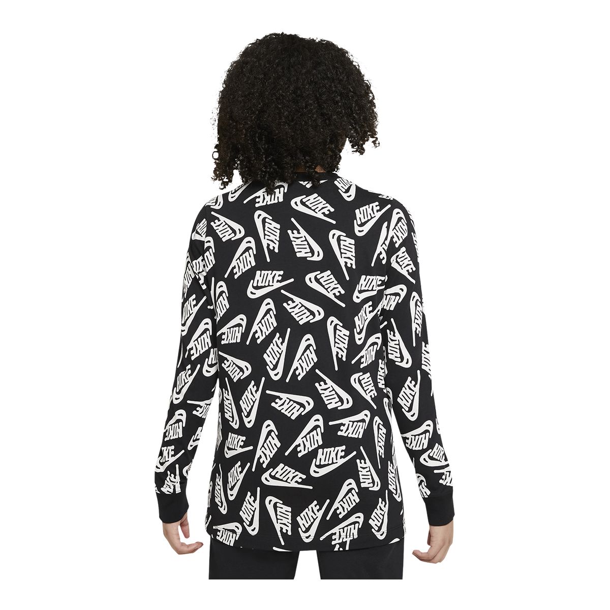 Nike Sportswear Boys' Futura All Over Print Long Sleeve Shirt, Kids', Crewneck, Graphic