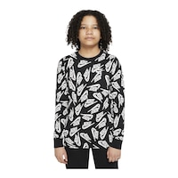 Nike Sportswear Boys' Futura All Over Print Long Sleeve Shirt, Kids', Crewneck, Graphic Front_Flat