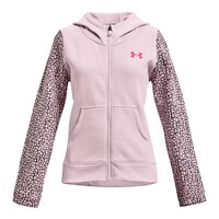 Under Armour Girls' Rival Hoodie, Kids', Full Zip, Fleece, Front Pockets Front_Flat