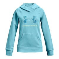 Under Armour Girls' Rival Core Hoodie, Kids', Pullover, Kangaroo Pocket Front_Flat