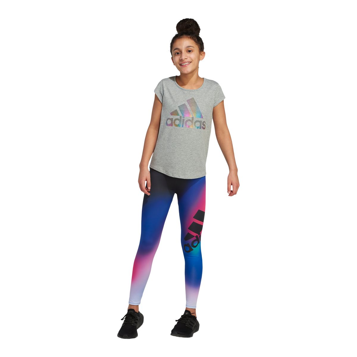 adidas Girls' Graphic Leggings, Kids', Polyester, Athletic, Training