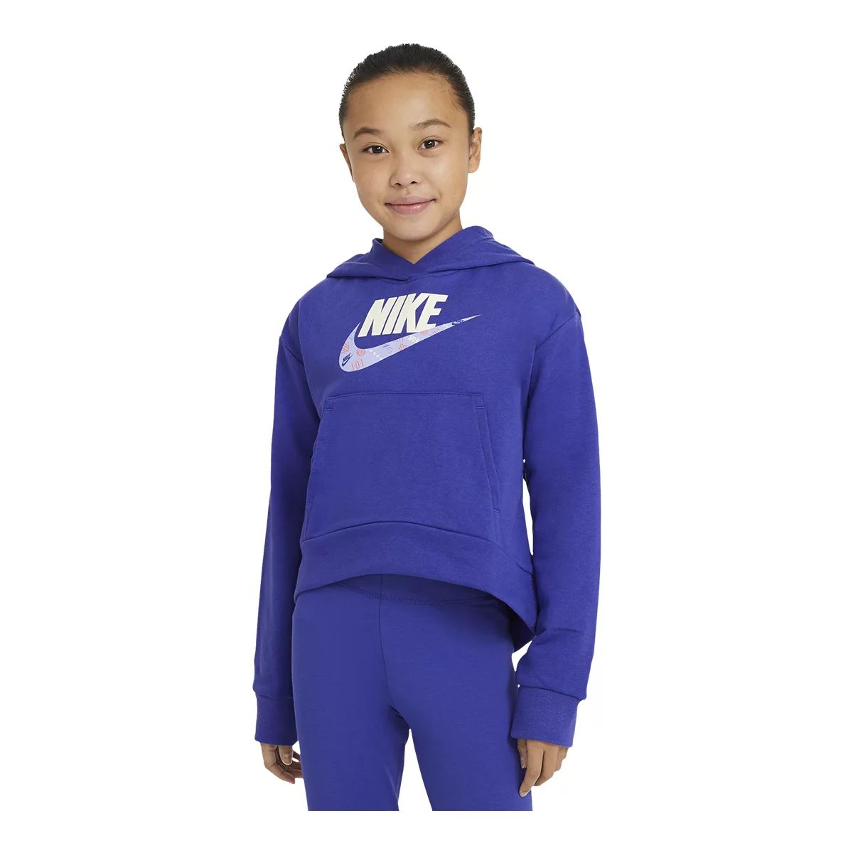 Nike Girls' Club Hoodie, Kids', Pullover, Fleece, Kangaroo Pocket ...