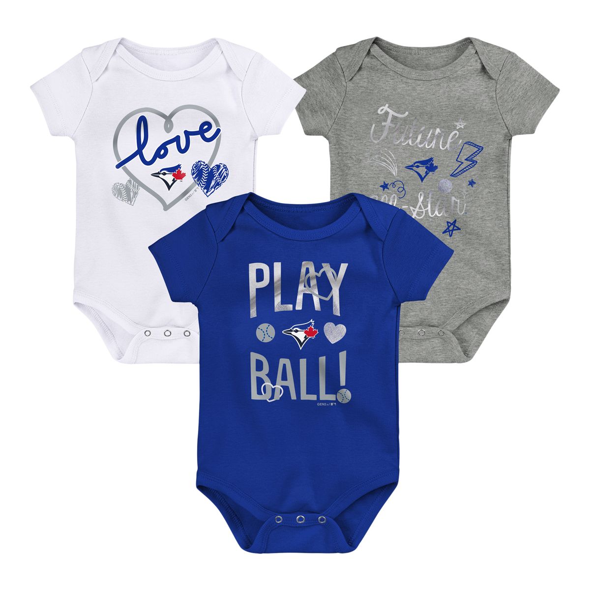 Infant Girls Toronto Blue Jays Runtastic Creeper Set - 3 Pack
