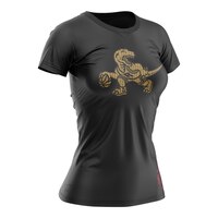 Toronto Raptors Mitchell and Ness Women's Hardwood Classics Black and Gold Tee Front_Angled_Right