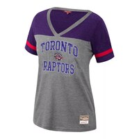 Toronto Raptors Mitchell and Ness Women's Hardwood Classics Team Captain V Neck Tee Front_Angled_Left