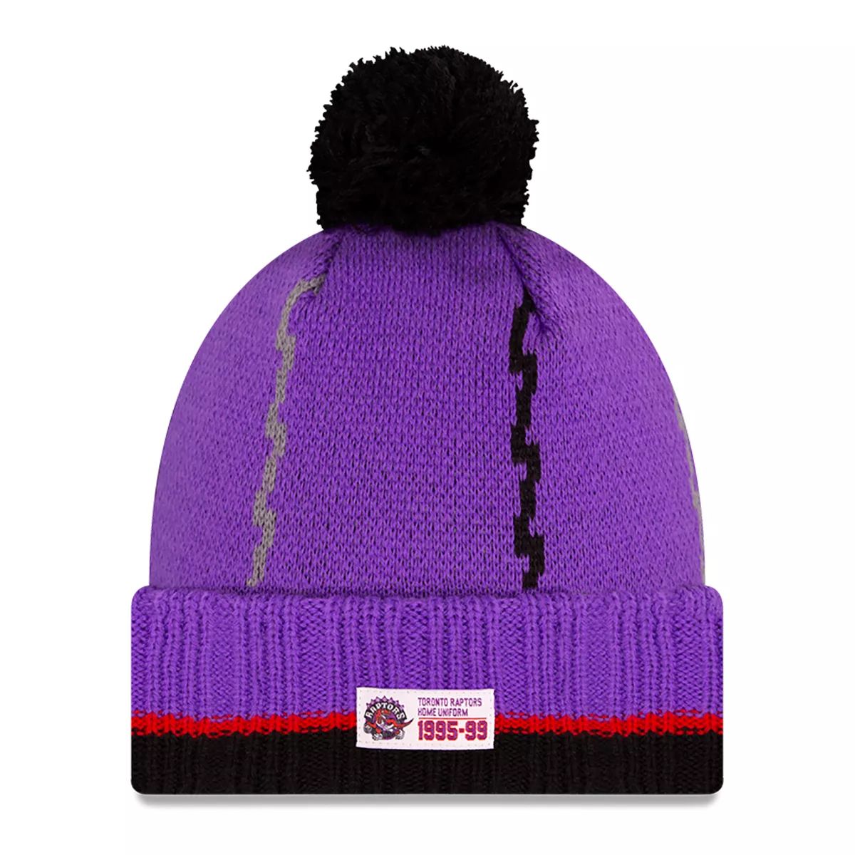 Toronto Raptors New Era Hardwood Classics Pom Knit Hat, NBA, Basketball Back_Flat