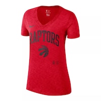 Toronto Raptors Nike Women's Dry Slub V-Neck T Shirt Front_Three_Fourths_Angled_Left