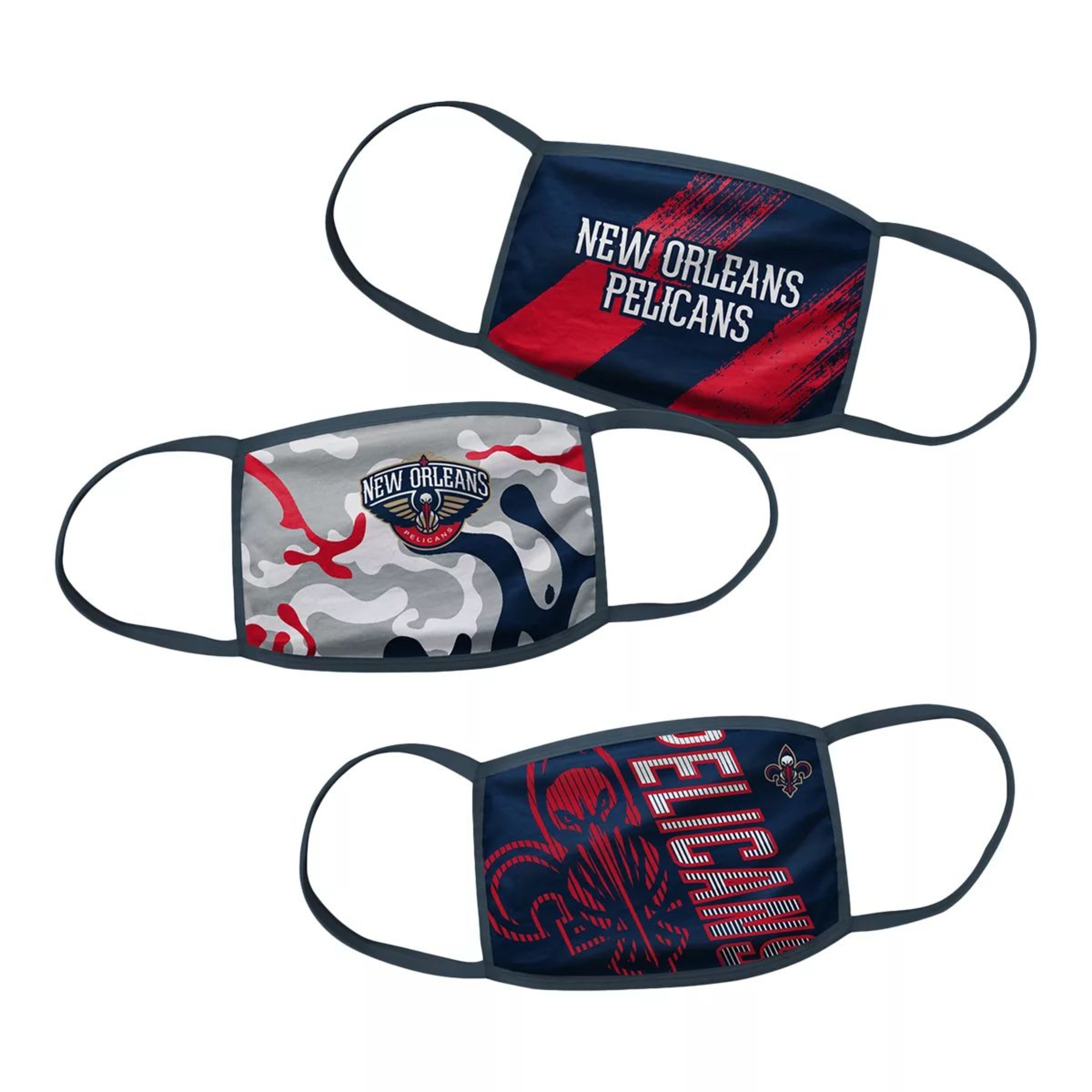 Youth New Orleans Pelicans Face Mask – Non-Medical 3 Pack Front_Flat