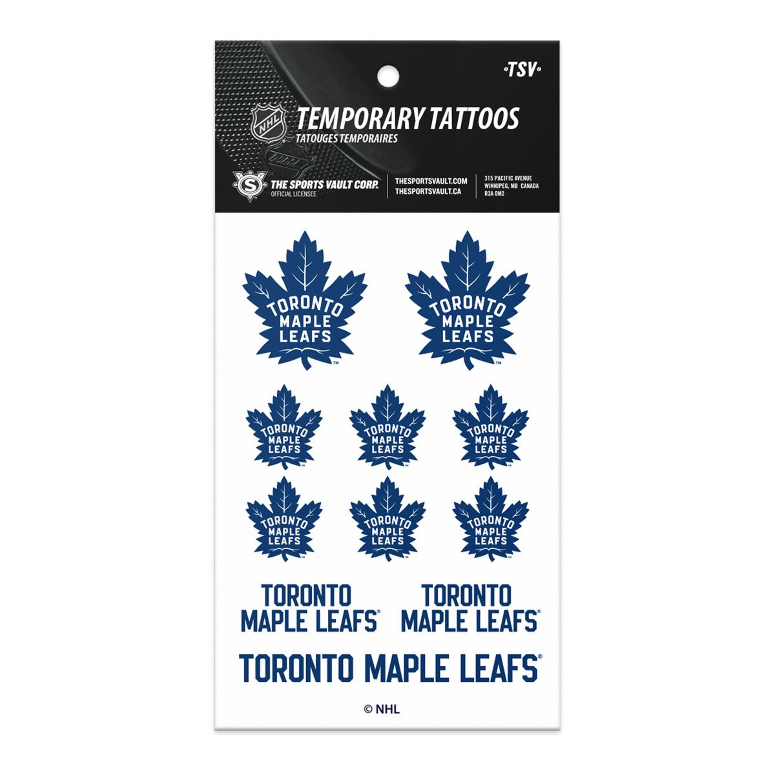 Toronto Maple Leafs Tattoo Sheet Front_Flat