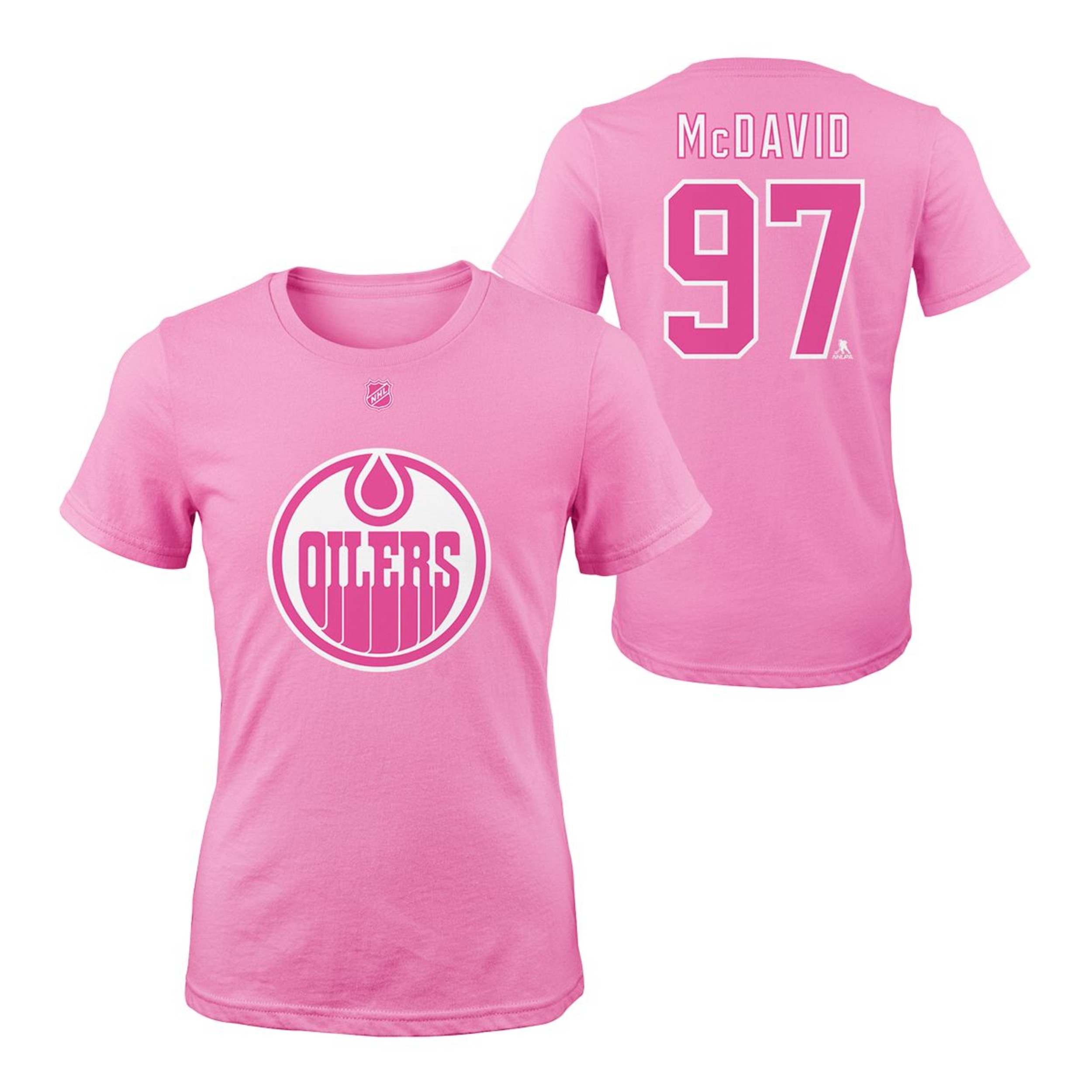 Edmonton Oilers Girls' McDavid Pink Player Tee