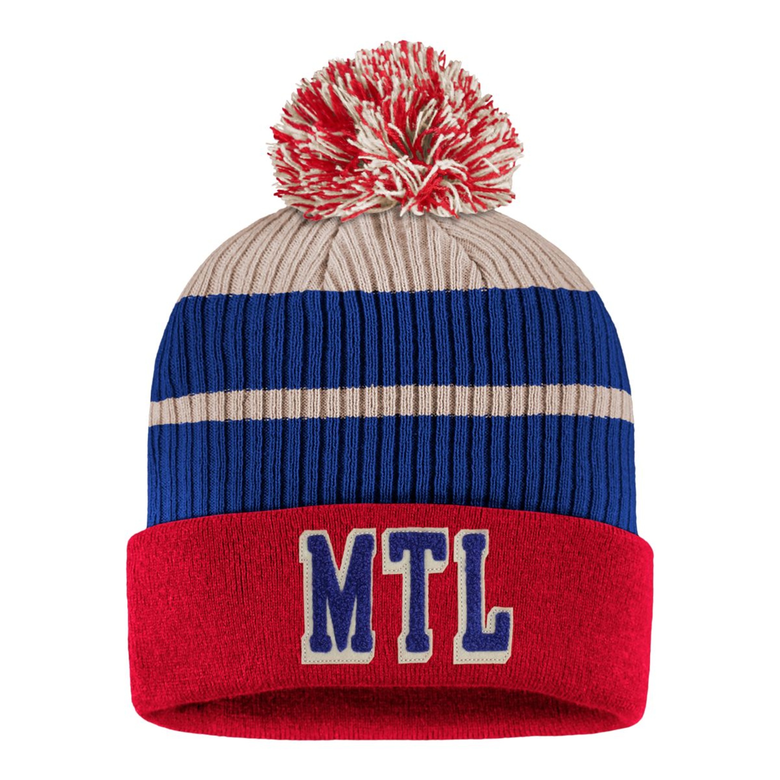 Montreal Canadiens Fanatics True Classics Pom Knit Hat, NHL, Hockey Front_Flat