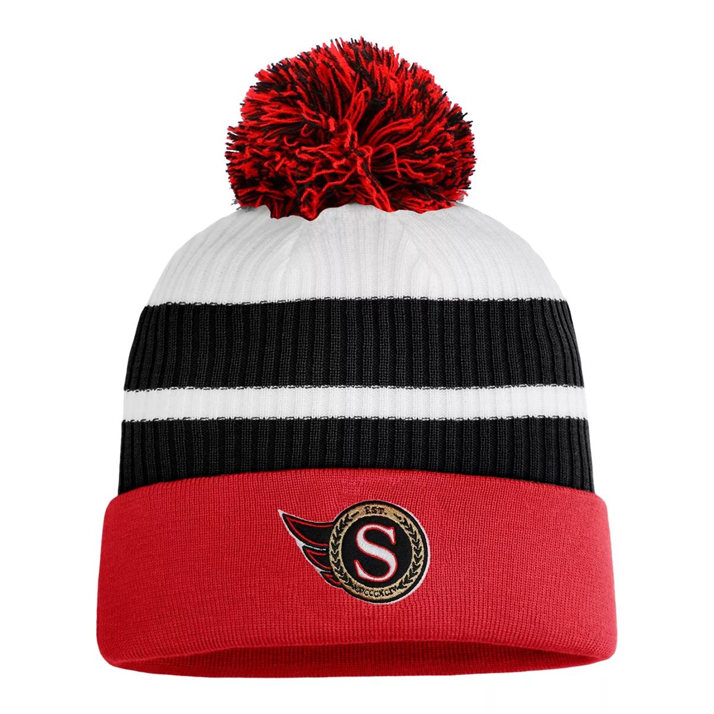 Ottawa Senators Fanatics Reverse Retro Pom Knit Hat, NHL, Hockey Front_Flat